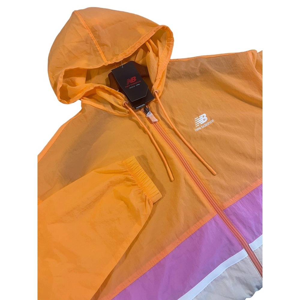 NWT New Balance Women Athletics Amplified‎ Woven Windbreaker Jacket  orange Sz.M